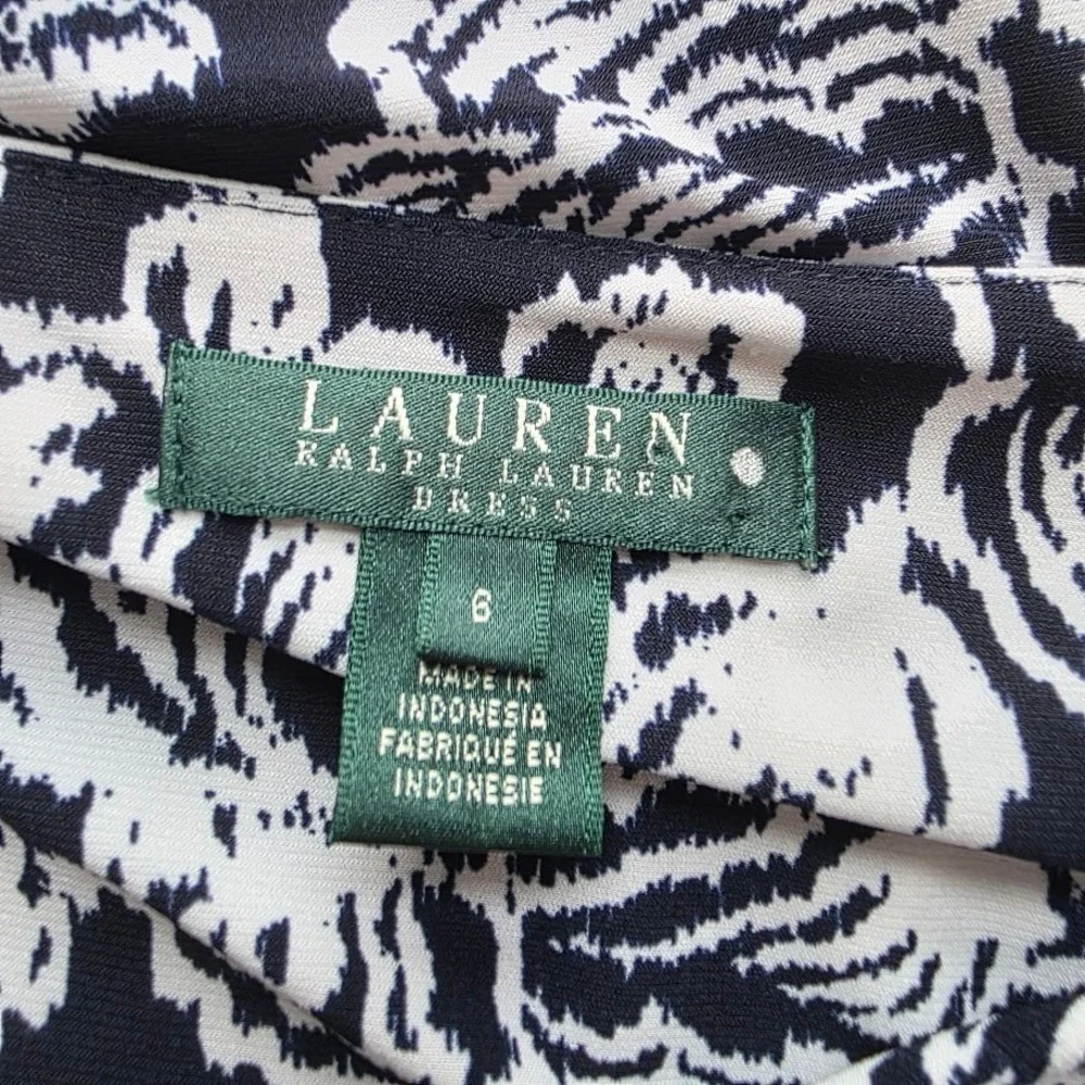 Lauren Ralph Lauren Womens Navy White Floral Print Sheath Dress‎ Size 8